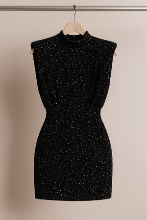 Robe de soirée noire à sequins – Élégance et éclat glamour